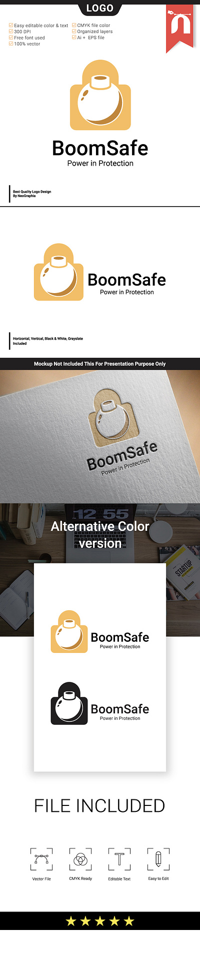 BoomSafe logo bomb design graphic design logo padlocks safe security tech