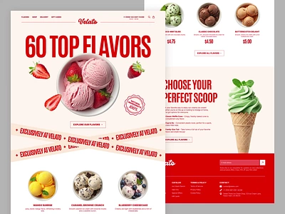 Ice Cream Store E-commerce Website Design chocolate dessert e commerce flavour food food and drink food order ice cream ice cream online store ice cream shop ice cream store ice cream website icecream landing page online store shopify ui web design web page webdesign