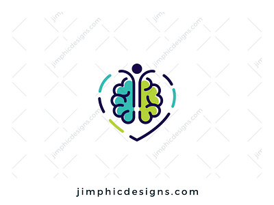 Happy Loving Brain Logo brain branding design graphic design happy heart logo logo design love vector