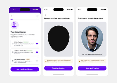 Selfie Verification - Mobile design face verification fintech id verification selfie verification tech ui ui design ux ux design verification