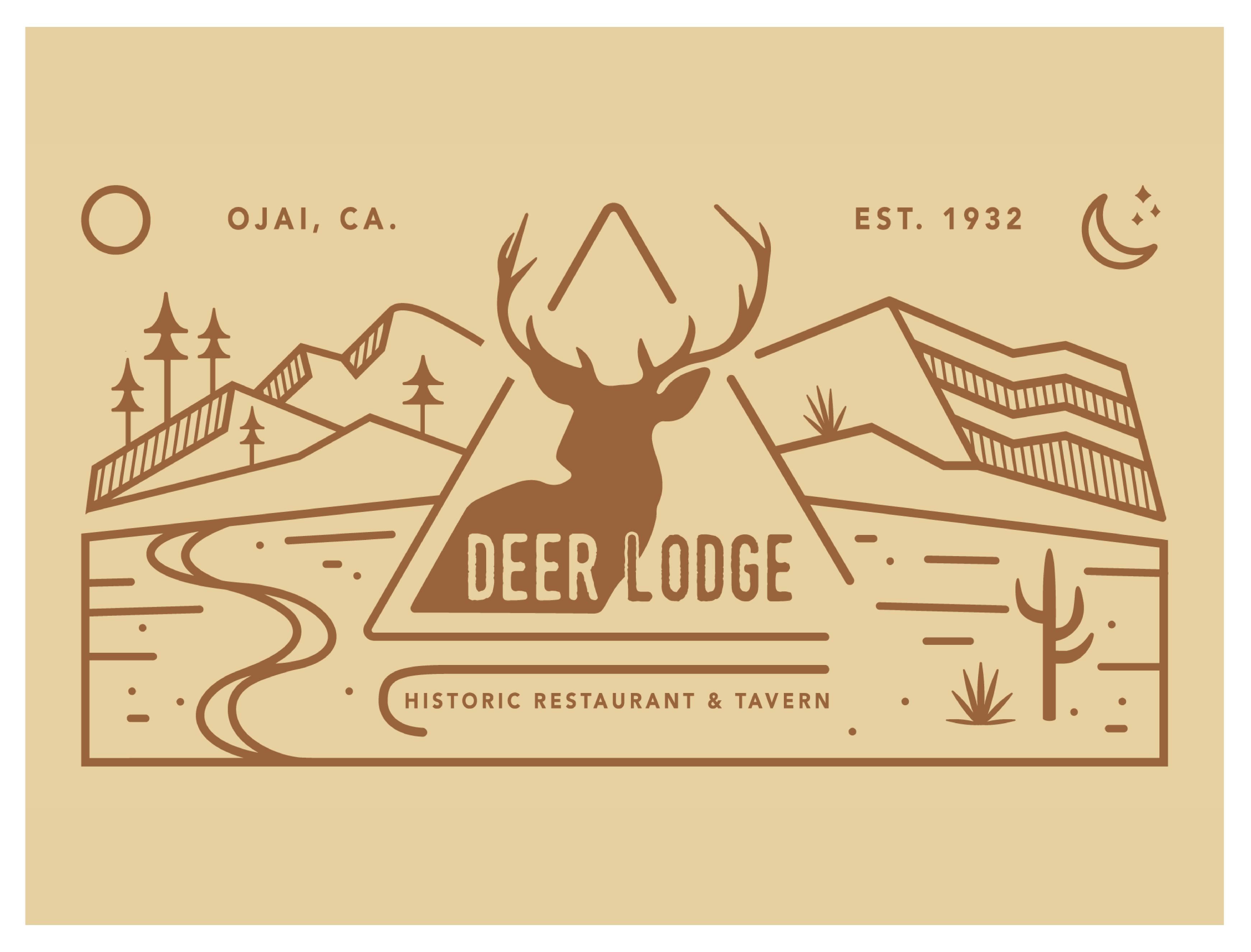 DEER LODGE - OJAI, CA. california catus day deer lodge desert graphic illustration minimialism mountains ojai topa topa