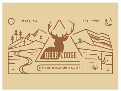 DEER LODGE - OJAI, CA. california catus day deer lodge desert graphic illustration minimialism mountains ojai topa topa