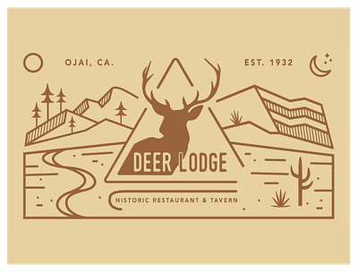 DEER LODGE - OJAI, CA. california catus day deer lodge desert graphic illustration minimialism mountains ojai topa topa