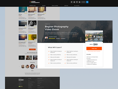 Expert photography course education interface learning website design
