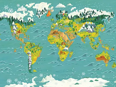 Map for Our Earth book/globe project for Gürbüz childrens book illustration childrens books childrens illustration illustrated map kids atlases kids geography map map for kids world map