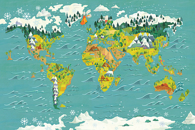 Map for Our Earth book/globe project for Gürbüz childrens book illustration childrens books childrens illustration illustrated map kids atlases kids geography map map for kids world map