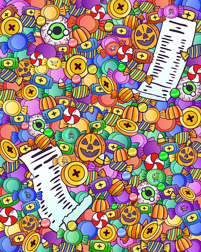 Happy Halloween! candies candy colorful findit fun graphic design halloween hand drawn happy halloween illustration illustrator marketing marketing design procreate procreate drawing pumpkin receipts social media