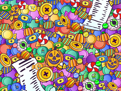 Happy Halloween! candies candy colorful findit fun graphic design halloween hand drawn happy halloween illustration illustrator marketing marketing design procreate procreate drawing pumpkin receipts social media