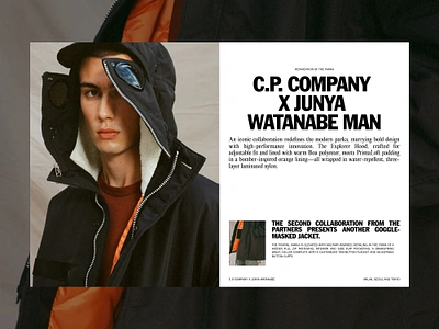 Layout Exploration | C.P. Company x Junya Watanabe MAN art direction ecommerce exploration fashion hypebeast typography ui ui design web web design