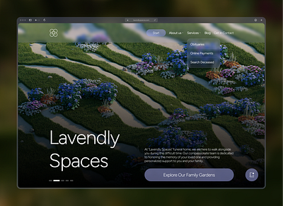 Lavendly Spaces (funeral home sketch) clean concept funeral home hero landing page minimal sketch ui ux