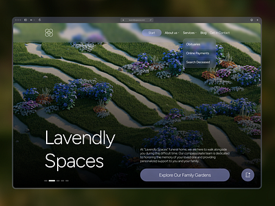 Lavendly Spaces (funeral home sketch) clean concept funeral home hero landing page minimal sketch ui ux