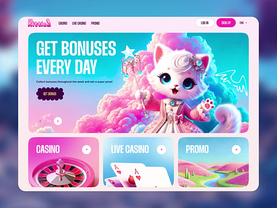 Cat Casino - Landing bet betting branding casino casino landing cat cat casino cat slots cute casino gambling gambling cats game landing gaming illustration kitten slots landing landing design online casino slots sweet casino