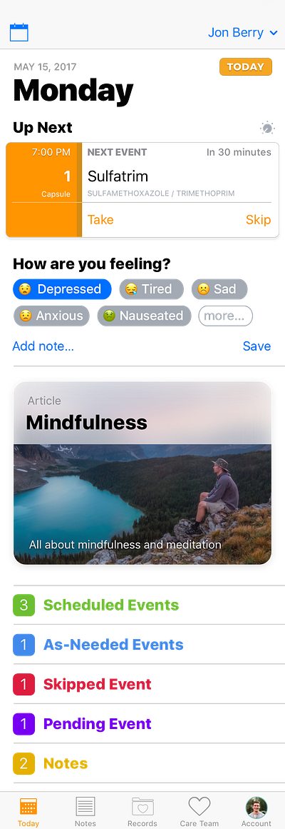 Substance Use Disorder App home screen