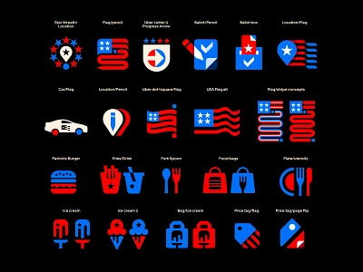 Uber Election Day! america car drink eat election day flag food icon icongraphy icons layout logo retro road stripes symbol type typography uber usa