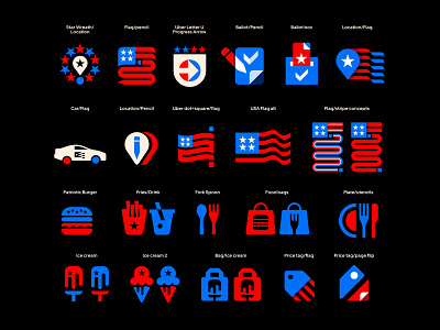 Uber Election Day! america car drink eat election day flag food icon icongraphy icons layout logo retro road stripes symbol type typography uber usa