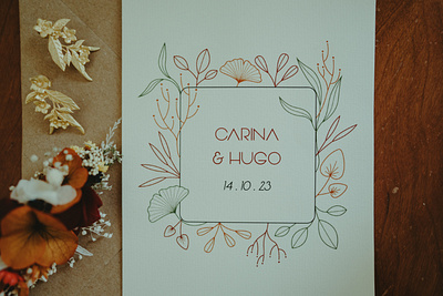 Carina's and Hugo wedding vector illustration wedding graphic image wedding stationery