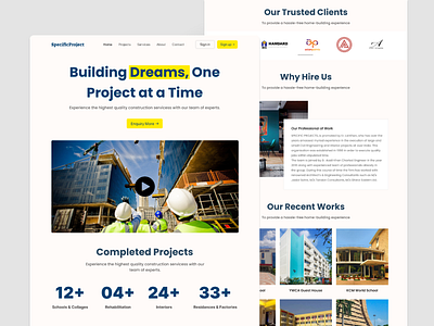 Construction Company Landing page Design branding ui user interface design ux design visual design