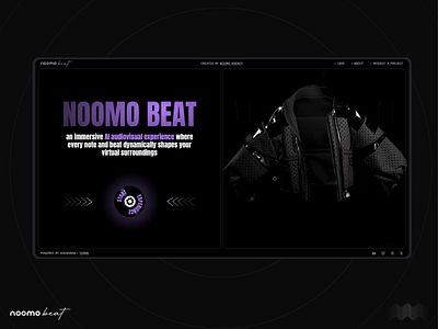 Noomo Beat - an immersive AI audiovisual experience. 3d 3d builder 3d website ai album animation audio color picker customization fashion jaket metaverse motion graphics mouse interaction music personalization quiz web3 website