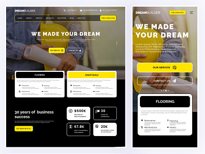 Dream Builder - Construction Website construction dream builder figma real estate web design website design website ui wordpress