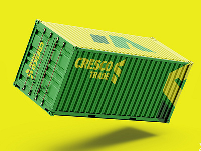 Cresco Trade - Logo Design & Brand Identity agricultural brand branding container cresco equipment farm farming green hand drawn icon identity logo logomark monogram shipping shipping container sprinter trade yellow