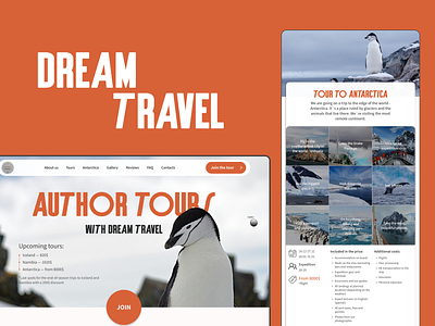 LANDING FOR DREAM TRAVEL / UI/UX branding design graphic design tour tourism travel ui ux web