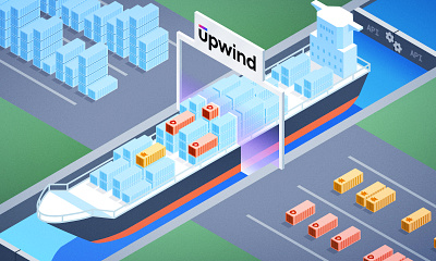 API Security api cloud cnapp container gradient illustration illustrator isometric security ship threats upwind vector vulnerabilities