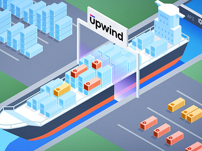 API Security api cloud cnapp container gradient illustration illustrator isometric security ship threats upwind vector vulnerabilities