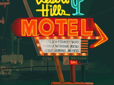 Desert Hills Motel americana digital drawing hand drawn illustration motel neon procreate signage sketch