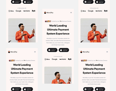 MonuPay Landing page Mobile View 3d branding graphic design ui