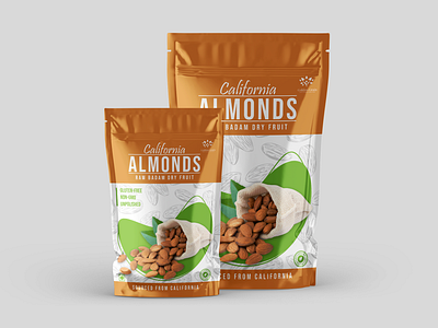 Almond doypack design coreldraw creative design doypack graphic design graphic designer illustrator indian label design modern packaging packaging designer photoshop pouch packaging trendy