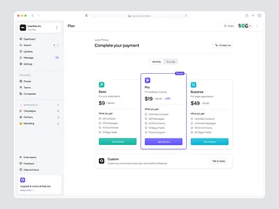 Lunar - Plan & Pricing animation business checkout crm dashboard design marketing motion graphics plan pricing saas ui uidesign ux uxdesign uxerflow web web app web design website