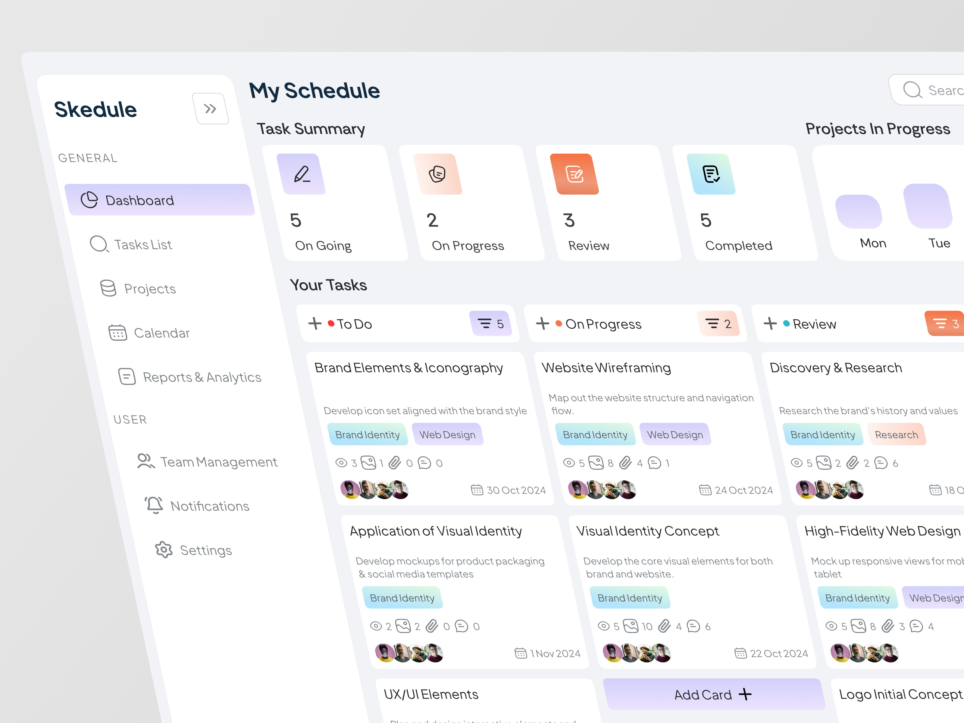 Skedule - Task Management UI Dashboard dashboard dashboarddesign management saas saasdesign task taskmanagement ui ui design uiux ux design