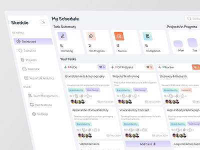 Skedule - Task Management UI Dashboard dashboard dashboarddesign management saas saasdesign task taskmanagement ui ui design uiux ux design