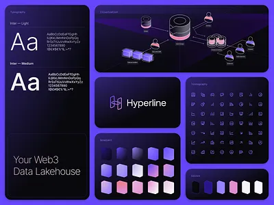 Hyperline web3 data pipeline product brand identity b2b b2b brand brand brand design brand identity branding clean cool tones illustration logo modern tech brand web 3 brand web 3 branding web3