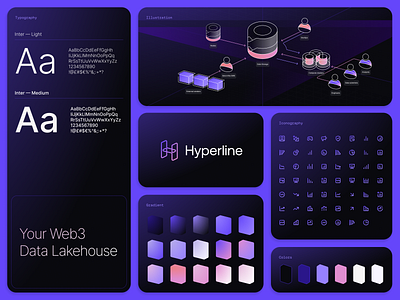 Hyperline web3 data pipeline product brand identity b2b b2b brand brand brand design brand identity branding clean cool tones illustration logo modern tech brand web 3 brand web 3 branding web3