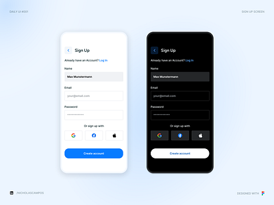 Daily UI 001 - Sign Up Screen 001 challenge daily ui dailyui dailyuichallenge dark mode dribble figma input inspiration light mode log in login redesign screen shot sign in sign up ui uidesign