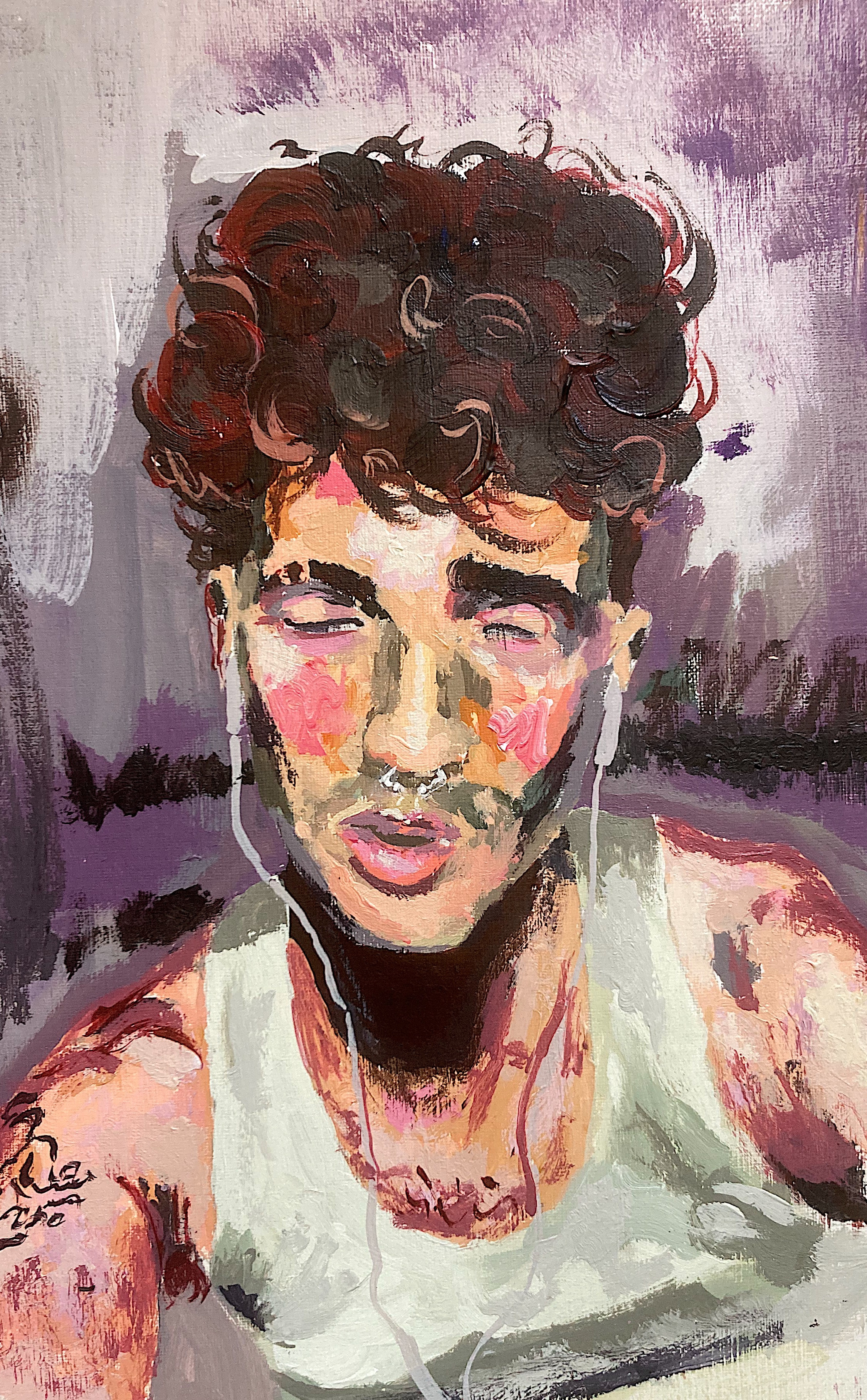 Acrylic Self-Portrait acrylic baroque figure fine arts illustration impressionism oil painting portrait self portrait