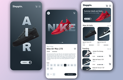 Steppin Shoe store app ecommerce logo shoe shoe store web design