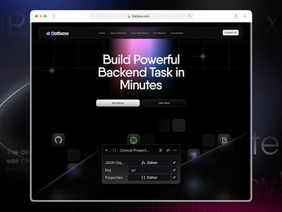 Datbase - SAAS Landing Page app backend clean dark dark ui dashboard database futuristic gradient landing page page product saas tech tools ui uidesign uiux ux website