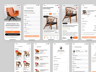 FurniNest - Furniture Mobile App UI Kit app buy chair check out checkout e commerce ecommerce furniture interior log in market market place marketplace mobile pay payment real estate sign in store ui kit