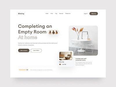 Blisting - Furniture Hero Exploration agency b2b branding business clean design eccomerce freelance furniture hero home page interior landing page marketing modrn sales task ui web design website