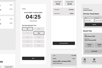 Free Travel Alarm Wireframe Kit Template app branding design graphic design typography ui ux wireframe