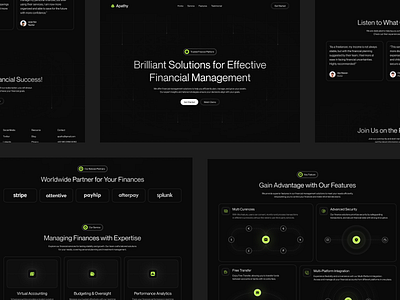 Apathy - Finance Landing Page bank branding dark mode design finance finance management financial fintech home page landingpage management minimalist modern money payment product design ui ux web design website