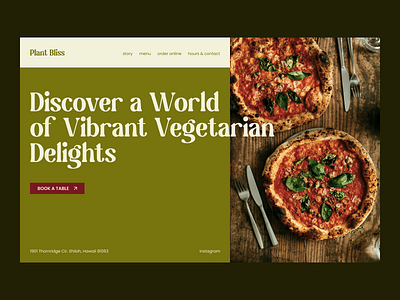 Vegetarian cafe desktop screen aesthetics cafe design food hero landing page restaraunt ui vegetarian web