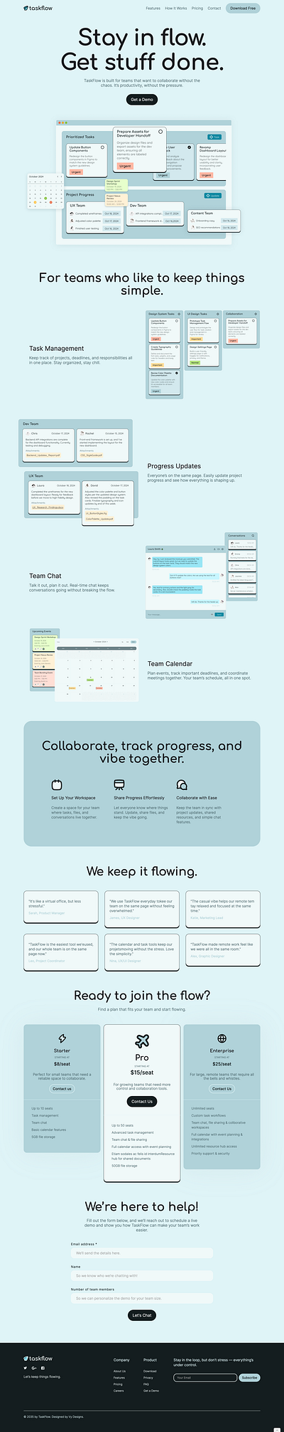 TaskFlow - Teamwork App app app design concept concept project figma landing page product design ui ux web design webflow