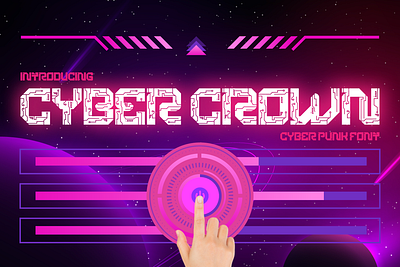 Cyber Crown – Cyberpunk Font creative cyberpunk font digital font display font film futuristic graphic design illustration logo modern font movie music neon font packaging poster font product robotic sci fi techno font typography