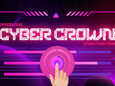 Cyber Crown – Cyberpunk Font creative cyberpunk font digital font display font film futuristic graphic design illustration logo modern font movie music neon font packaging poster font product robotic sci fi techno font typography