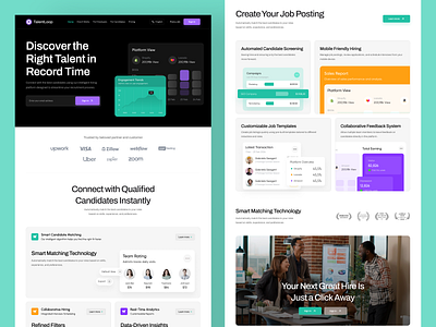 TalentLoop- Job Seeker Website ai b2b crm design hiring homepage hr job finder job listing job seeker landing page recruitment saas saas landing page saas website ux ui web web design web3 website