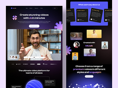 Ai Video Creator Website design ai ai video ai video generator website dark figma figmadesign homepage lanidngpage modern ui uidesign uiux video videocreator webdesign website websitedesign