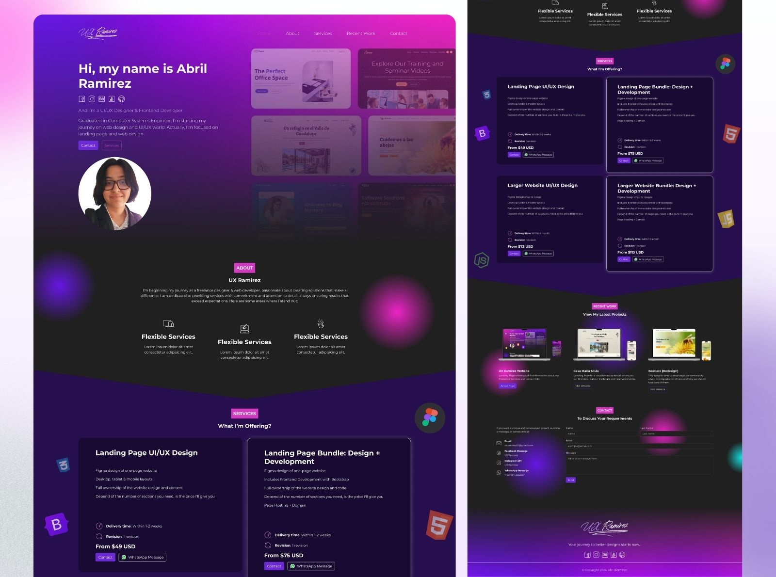UX Ramirez Website bootstrap css figma figma design frontend html javascript sass uiux wireframe